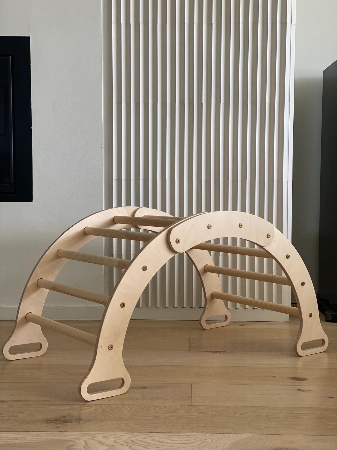 Kindoreli Pikler Triangle Set with Arch and Ramp, Montessori Climbing Gym, Wooden Indoor Playground